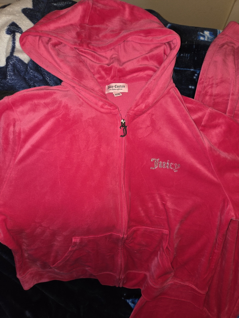 Juicy Couture Hot Pink Velour Zip Hoodie Track Jacket